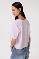 T-SHIRT CROP PARICOLLO MEZZA MANICA