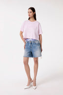 T-SHIRT CROP PARICOLLO MEZZA MANICA