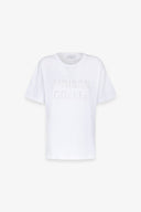 T-SHIRT PARICOLLO MEZZA MANICA IN JERSEY CON RICAMO TRAFORATO