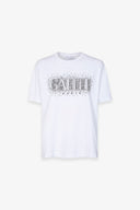T-SHIRT PARICOLLO MEZZA MANICA CON RICAMO E APPL. STRASS