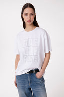 T-SHIRT PARICOLLO MEZZA MANICA CON APPL. STRASS