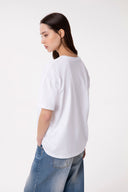 T-SHIRT PARICOLLO MEZZA MANICA CON APPL. STRASS