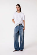 T-SHIRT PARICOLLO MEZZA MANICA CON APPL. STRASS