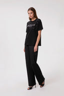 T-SHIRT PARICOLLO MEZZA MANICA IN JERSEY CON PIOGGIA STRASS