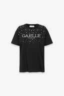 T-SHIRT PARICOLLO MEZZA MANICA IN JERSEY CON PIOGGIA STRASS