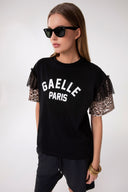 T-SHIRT PARICOLLO MEZZA MANICA CON DETTAGLIO MANICA IN RASO