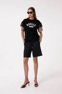 T-SHIRT PARICOLLO MEZZA MANICA CON DETTAGLIO MANICA IN RASO