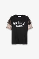 T-SHIRT PARICOLLO MEZZA MANICA CON DETTAGLIO MANICA IN RASO
