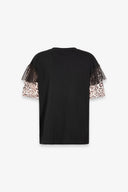 T-SHIRT PARICOLLO MEZZA MANICA CON DETTAGLIO MANICA IN RASO