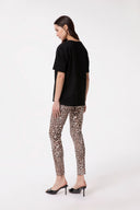 LEGGINGS IN LYCRA STAMPA MACULA CON ELASTICO NERO LOGATO