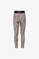 LEGGINGS IN LYCRA STAMPA MACULA CON ELASTICO NERO LOGATO
