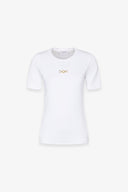 T-SHIRT PARICOLLO MEZZA MANICA IN COSTINA CON MORSETTO SUL DAVANTI