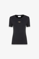 T-SHIRT PARICOLLO MEZZA MANICA IN COSTINA CON MORSETTO SUL DAVANTI