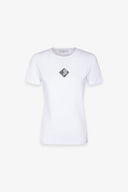 T-SHIRT PARICOLLO MEZZA MANICA IN BIELASTICO NERO CON APPL. TERMO SILICONE BIANCO