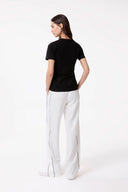 T-SHIRT PARICOLLO MEZZA MANICA IN BIELASTICO NERO CON APPL. TERMO SILICONE BIANCO