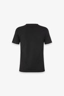 T-SHIRT PARICOLLO MEZZA MANICA IN BIELASTICO NERO CON APPL. TERMO SILICONE BIANCO