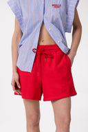 SHORT IN FELPA CON RICAMO IN TINTA