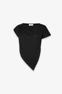 T-SHIRT ASIMMETRICA CON RICAMO LATO CUORE