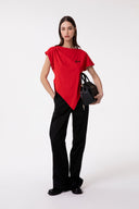 T-SHIRT ASIMMETRICA CON RICAMO LATO CUORE