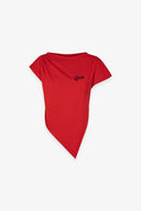 T-SHIRT ASIMMETRICA CON RICAMO LATO CUORE