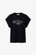T-SHIRT PARICOLLO SMANICATA IN JERSEY CON RICAMO