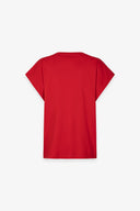 T-SHIRT PARICOLLO SMANICATA IN JERSEY CON RICAMO