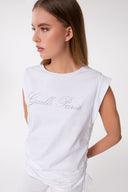 T-SHIRT PARICOLLO IN JERSEY CON RISVOLTO E ARRICCIATURE SUL FIANCO