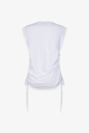 T-SHIRT PARICOLLO IN JERSEY CON RISVOLTO E ARRICCIATURE SUL FIANCO