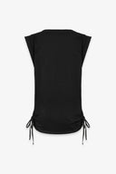 T-SHIRT PARICOLLO IN JERSEY CON RISVOLTO E ARRICCIATURE SUL FIANCO