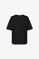 T-SHIRT PARICOLLO MEZZA MANICA CON DETTAGLIO TAGLI SU SPALLE APPLICAZIONE LOGO