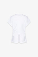 T-SHIRT PARICOLLO MEZZA MANICA CON RISVOLTO E LOGO STRASS