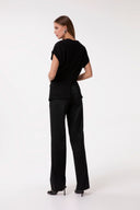 T-SHIRT PARICOLLO MEZZA MANICA CON RISVOLTO E LOGO STRASS