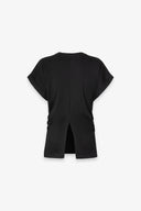 T-SHIRT PARICOLLO MEZZA MANICA CON RISVOLTO E LOGO STRASS