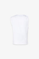 T-SHIRT SMANICATA CON DETTAGLIO SUL DAVANTI E LOGO STRASS LATO CUORE