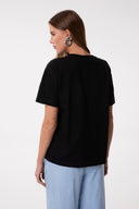T-SHIRT PARICOLLO MEZZA MANICA CON STRASS TERMO