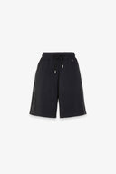 SHORT IN INTERLOCK CON CINTO ELASTICATO , BANDINE IN RASO SU FIANCHI E PENDENTE G SILVER