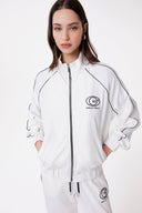 FELPA ALL ZIP IN INTERLOCK CON TAGLIO RAGLAN E AGGIUNTA DI PIPING NERO RICAMO LATO CUORE