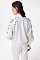 FELPA ALL ZIP IN INTERLOCK CON TAGLIO RAGLAN E AGGIUNTA DI PIPING NERO RICAMO LATO CUORE