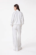FELPA ALL ZIP IN INTERLOCK CON TAGLIO RAGLAN E AGGIUNTA DI PIPING NERO RICAMO LATO CUORE