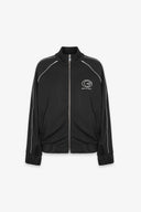 FELPA ALL ZIP IN INTERLOCK CON TAGLIO RAGLAN E AGGIUNTA DI PIPING NERO RICAMO LATO CUORE