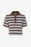 POLO MEZZA MANICA CROP CON APPLICAZIONE LOGO