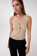 TOP IN MAGLIERIA LUREX CON PENDENTE