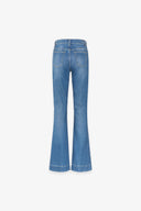 PANTALONE FLARE IN DENIM CON MORSETTI LATERALI