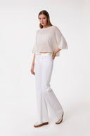 PANTALONE FLARE IN DENIM CON MORSETTI LATERALI