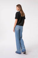 PANTALONE WIDE LEG REGULAR CON MORSETTI LATERALI