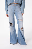 PANTALONE IN DENIM WIDE LEG REGULAR CON CINTURA NAPPINE