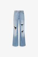 PANTALONE IN DENIM WIDE LEG REGULAR CON CINTURA NAPPINE