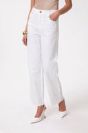 PANTALONE STRAIGHT IN DENIM CON APPLICAZIONE STRASS TRASPARENTI