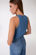 TUTA IN DENIM CON SCOLLATURA NCROCIATA