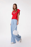 PANTALONE IN DENIM CHINO DOPPIA PENCE WIDE LEG
